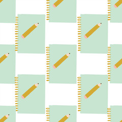 Back to School Vector Seamless Pattern with Cute Supplies and Stationery