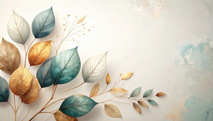 Elegant botanical arrangement of dried leaves minimalist design artistic background natural environment aesthetic viewpoint conceptual art for home decor