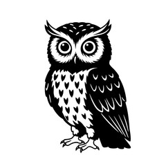 Naklejka premium Illustration of a stylized owl in black and white silhouette