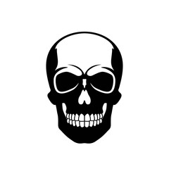 Fototapeta premium Black and white graphic image of a human skull art silhouette