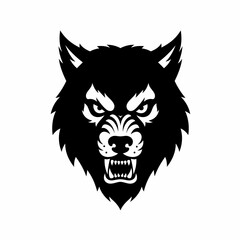 Fototapeta premium Illustration of an angry wolf head in black color silhouette