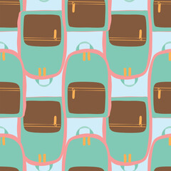 Back to School Vector Seamless Pattern with Cute Supplies and Stationery