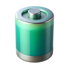A green metallic battery icon isolated on transparent background
