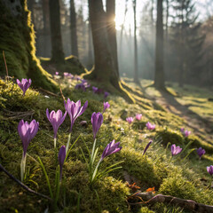 Obraz premium spring flowers in the forest