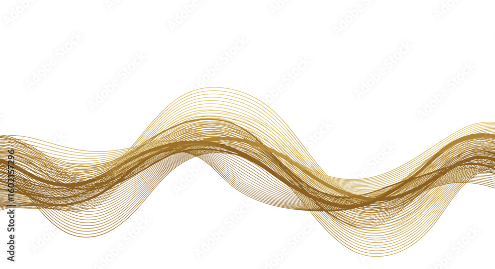 Aufkleber abstract golden wave pattern on white background with elegant flowing