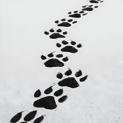 Wild animal footprint in snow