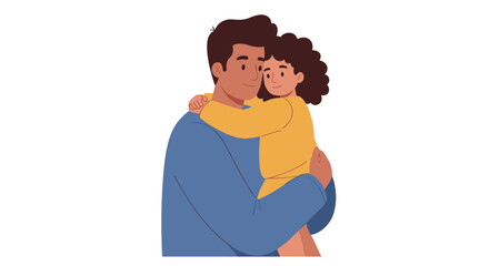 Obraz premium Father embracing daughter with love in heartwarming flat style artwork
