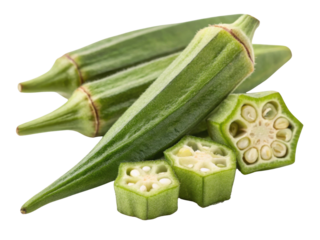 Fresh okra pods display vibrant green hues with unique shape and texture, perfect for healthy dishes and culinary creativity
