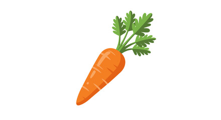 Fresh carrot icon with green leaves on white background