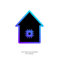Smart Home Technology Icon on transparent background