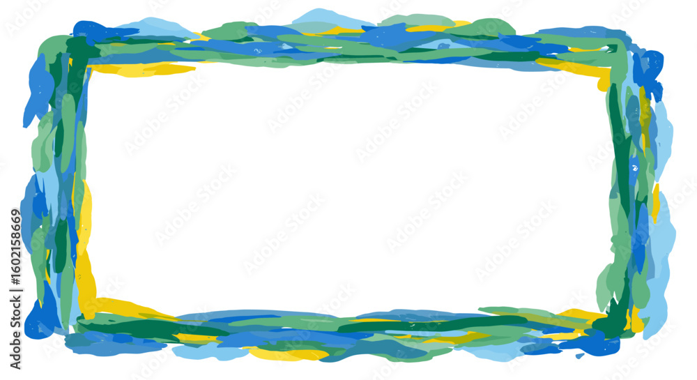Poster colorful abstract paint brush border frame with wavy patterns for crea