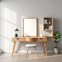 Blank Canvas Mockup in a Bright Room Stylish Minimalist Design Perfect for Art Displays Modern Interior Decor High Resolution Easy to Use Versatile Showcase for Artists and Designers Create Stunning V