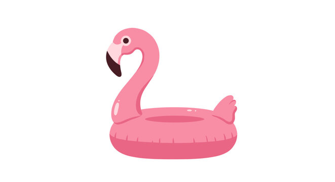 Pink flamingo float in flat cartoon style isolated on white background