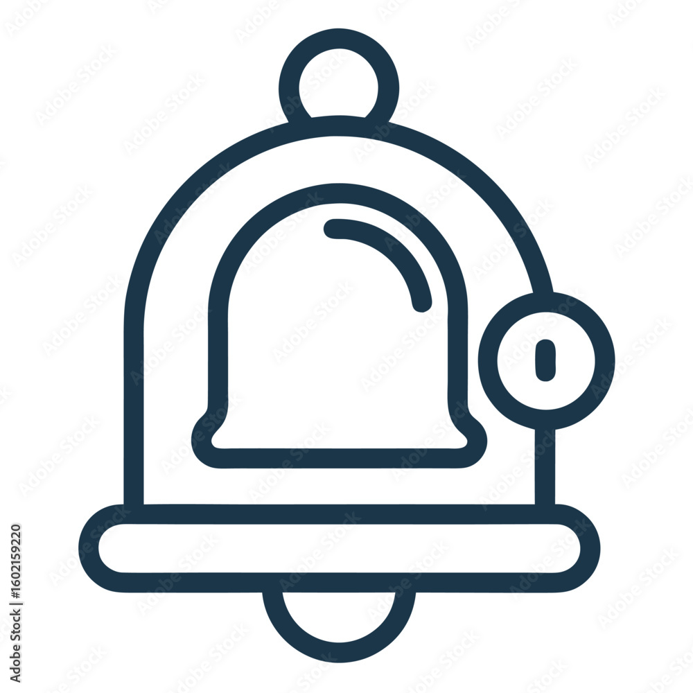 Aufkleber vector icon of a notification bell with a badge, outline ui style, editable stroke, mobile interface