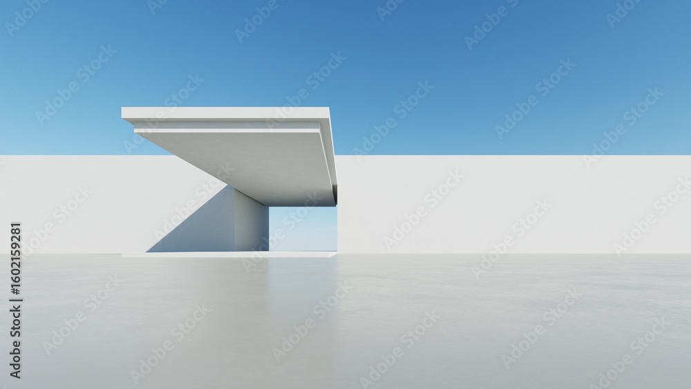 Poster 3d illustration of abstract modern architecture background, minimal geometry architectural design, c