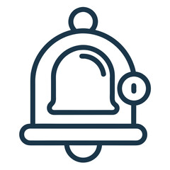 Vector icon of a notification bell with a badge, outline UI style, editable stroke, mobile interface symbol.eps