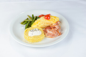 breakfast omelette couscous and asparagus
