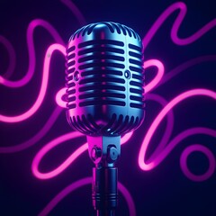 retro microphone on abstract background, vintage microphone, retro microphone, studio microphone, vocal microphone, dynamic microphone.