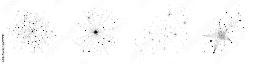 Aufkleber abstract particle network: black and white connection on white background