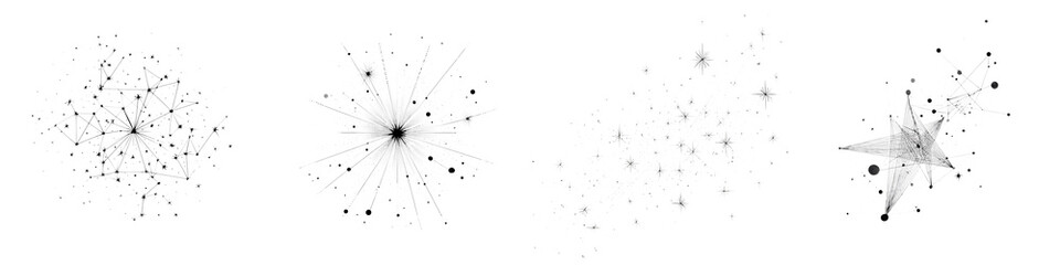Abstract Particle Network: Black and White Connection on White Background