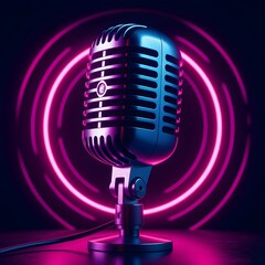 retro microphone on abstract background, vintage microphone, retro microphone, studio microphone, vocal microphone, dynamic microphone. 