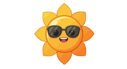 Fun cartoon sun with sunglasses for summer themes