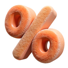 A fluffy orange percent sign isolated on transparent background