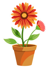 Fototapeta premium Download vibrant sunflower in pot vector art illustration for gardening and floral design projects