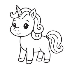 Fototapeta premium Adorable unicorn with flowing mane and striped horn horse mythical