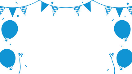Cheerful Oktoberfest celebration background illustration with Bavarian Flag party bunting, balloons, and confetti.