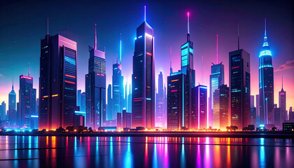 Neon Cityscape at Night.