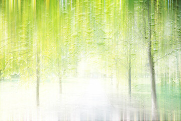 blurred background of an autumn landscape through a wet window