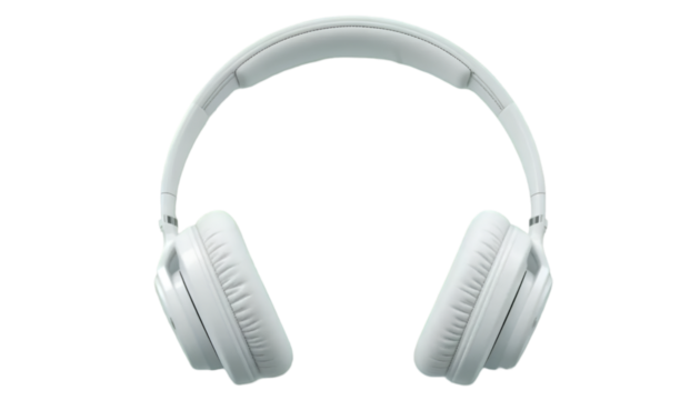 White wireless headphones for music listening and gaming with noise cancelling and bluetooth technology isolated on transparent background - Powered by Adobe