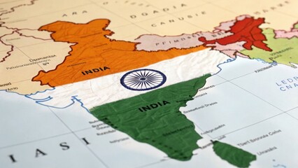 Naklejka premium Discover India s Rich Heritage and Geography with this Detailed Map Depicting National Colors and