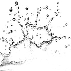 Fototapeta premium Dynamic water splash captured in mid-air, showcasing droplets against a dark background