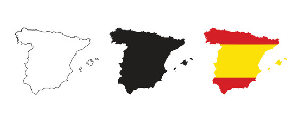 Detailed Spain Map With Borders Illustration