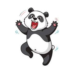 Obraz premium Big panda is jumping and shouting 