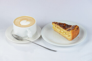 Cappuccino cake on a white background
