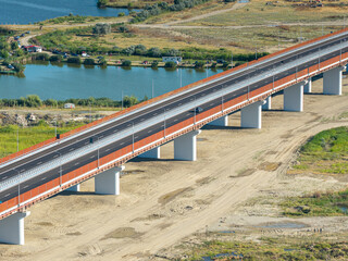 A7 Romania highway. New bridge over Buzau river on A7 Moldova highway from Bucharest to Suceava....
