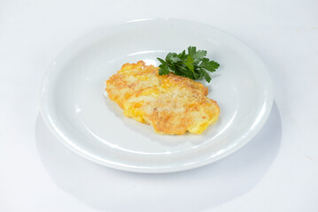 chicken fillet chop on a white plate