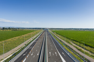 A7 Romania highway. New bridge over Buzau river on A7 Moldova highway from Bucharest to Suceava....