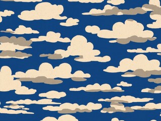 Clouds pattern on a deep blue backdrop