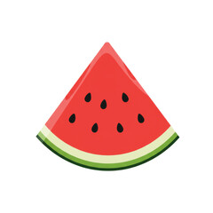 A vibrant slice of watermelon showcasing its juicy red interior and black seeds