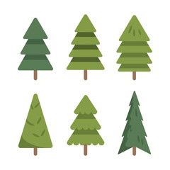 Obraz premium Pine tree set, vector illustration on white background.