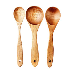 Three wooden serving spoons in a vertical row