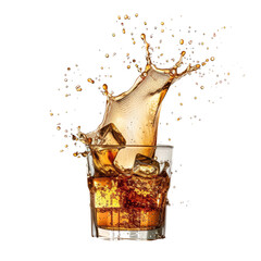 A whiskey glass with a splash of liquid