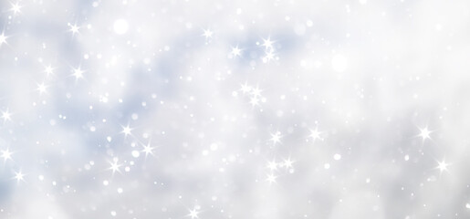 blue snowfall bokeh background, abstract snowflake background on blurred abstract blue