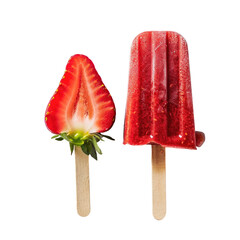 Fresh strawberry popsicle and strawberry slice