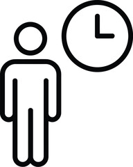 Person waiting line icon. Service time sign. Clock symbol. Quality design element. Editable stroke. Vector&nbsp;
