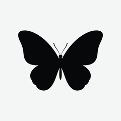 Download a simple, clean butterfly silhouette on a plain white background. Perfect for minimalist decor, crafts, prints, and modern design projects.